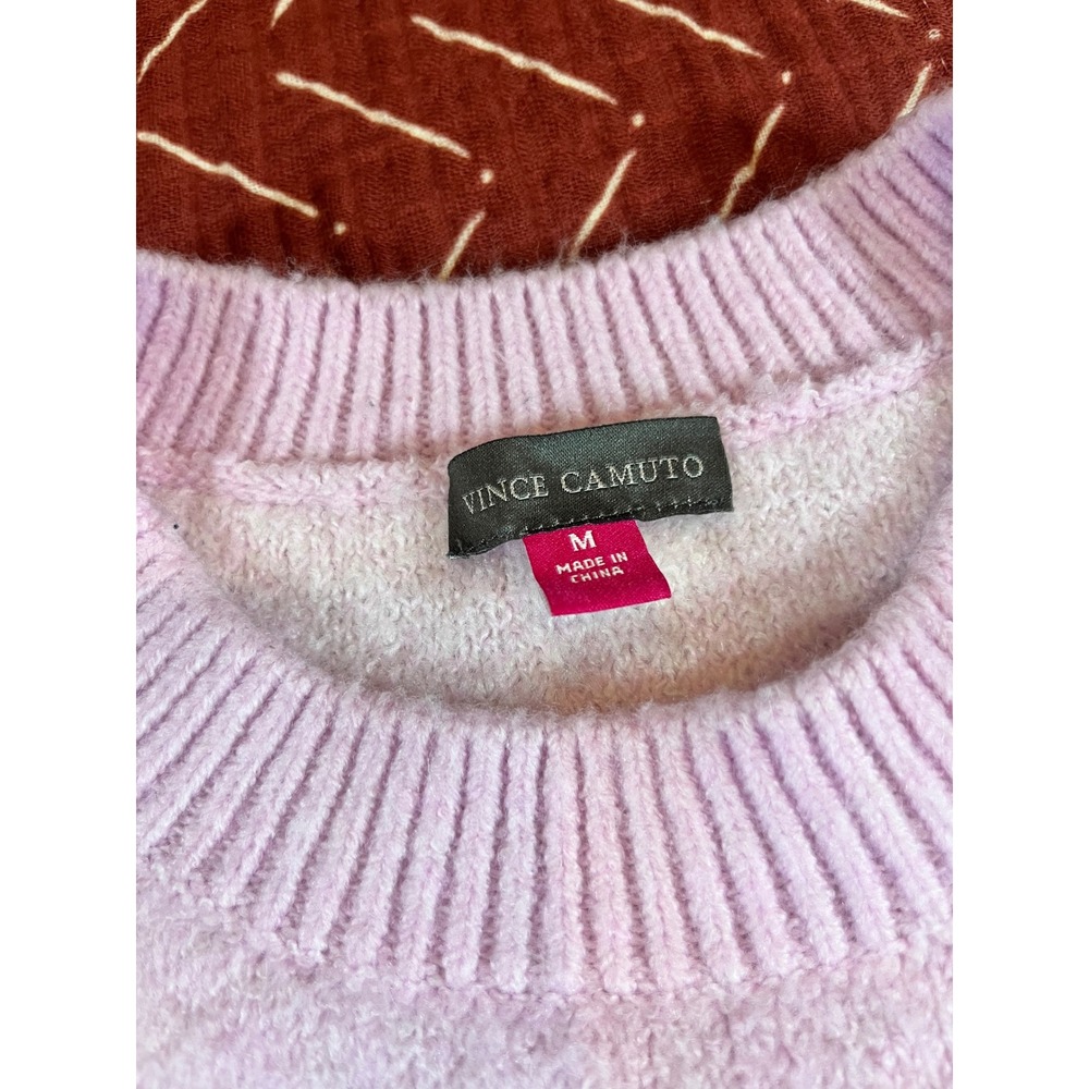 Vince Camuto Lavender Hearts Sweater Knit Pullover Long Sleeve‎ Size M